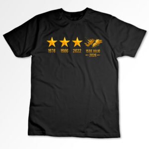 Remera negra 3 estrellas y Malvinas